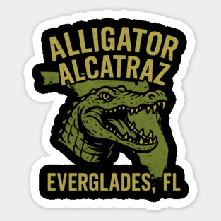 Alligator Alcatraz Florida Everglades Retro Adventure Badge Sticker