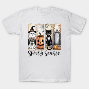 Spooky Season Vintage Halloween Ghost Coquette Fall Pumpkin T-Shirt