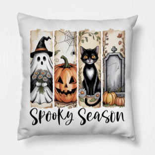 Spooky Season Vintage Halloween Ghost Coquette Fall Pumpkin Pillow