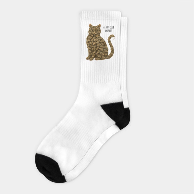 Cat Made of Mice ironic AI Art Club Mascot design AI Slop Socks by Luxinda