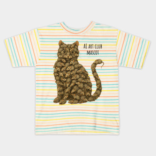 Cat Made of Mice ironic AI Art Club Mascot design AI Slop Kids T-Shirt
