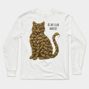 Cat Made of Mice ironic AI Art Club Mascot design AI Slop Long Sleeve T-Shirt