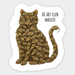 Cat Made of Mice ironic AI Art Club Mascot design AI Slop Magnet