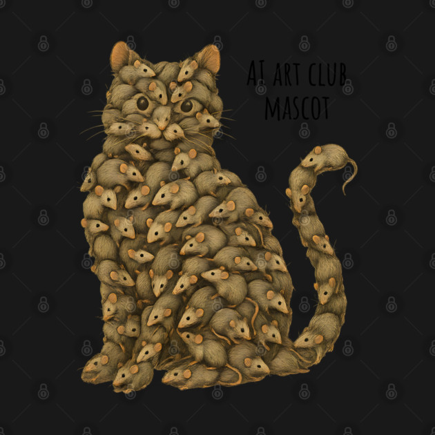 Cat Made of Mice ironic AI Art Club Mascot design AI Slop by Luxinda