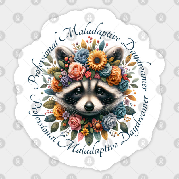Professional Maladaptive Daydreamer baby raccoon design Sticker by Luxinda