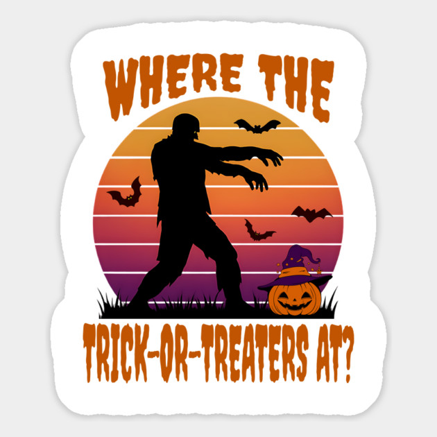 Zombie asks "Where The Trick-or-Treaters At?" Halloween humor Magnet by Luxinda