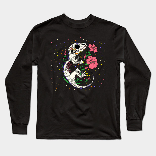 July's Larkspur & Lizard Skeleton Long Sleeve T-Shirt by H. R. Sinclair