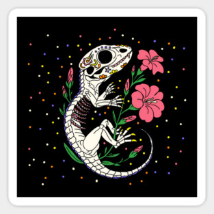 July's Larkspur & Lizard Skeleton Sticker