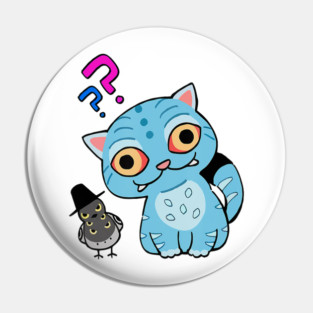 Derpy Blue Tiger And Bird Pin