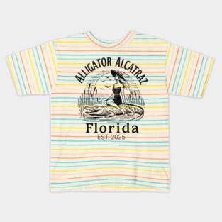 Alligator-Alcatraz-Florida-Retro-Pin-Up-Swamp-Vintage-Design Kids T-Shirt
