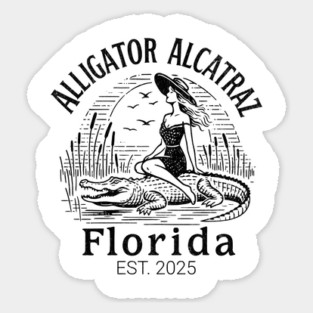 Alligator-Alcatraz-Florida-Retro-Pin-Up-Swamp-Vintage-Design Sticker