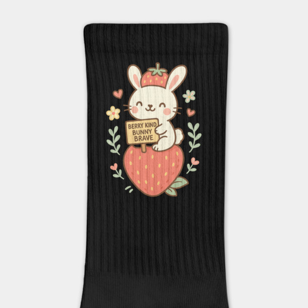Berry Kind, Bunny Brave – Cute Strawberry Bunny Design in Pastel Kawaii Style by Anne Lee