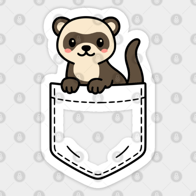 Funny Ferret Pocket Pal Cute Pet Mustelid Animal Sticker by Yesteeyear