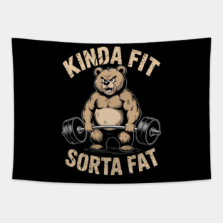 Kinda Fit Sorta Fat Gym Cute Bear Tapestry