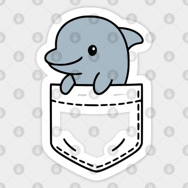 Funny Dolphin Pocket Pal Cute Dolphin Ocean Marine Animal Sticker by Yesteeyear