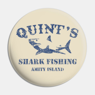 quint's shark fishing amity island retro Pin