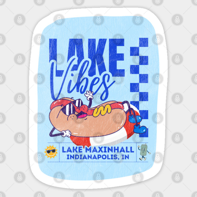 Hot Doggin' Lake Vibes at Lake Maxinhall Sticker by Ela @ Camp Happy Hour