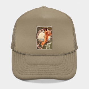 Exhibition in Japan by Alfons Mucha - Vintage Art Nouveau Advertising Poster Design Hat