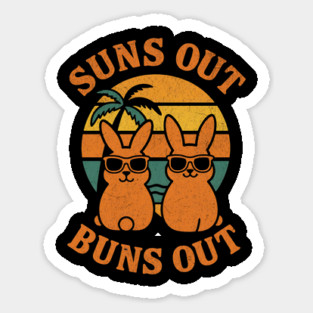 Suns Out Buns Out Funny Summer Bunny Beach Design Sticker