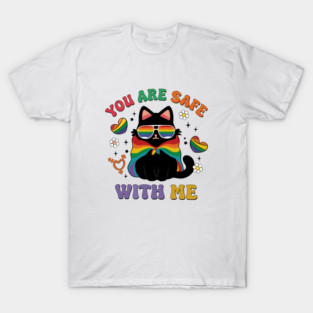 You Are Safe With Me Pride Cat T-Shirt