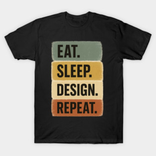 Architect Life Eat Sleep Design Repeat Retro Block Design T-Shirt