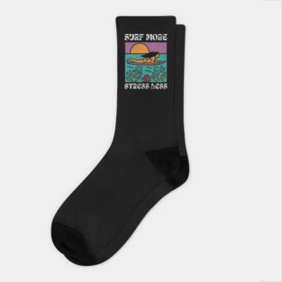 Surf More Stress Less - Dark Socks
