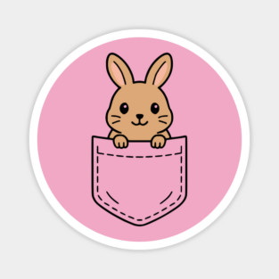 Cute Bunny Rabbit Pocket Pal Funny Rabbit Pet Animal Art Magnet