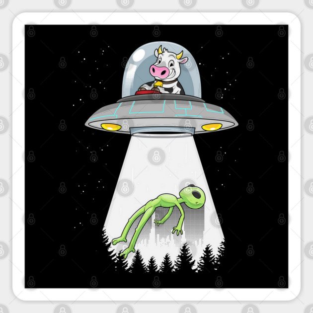 Cow Alien Abduction Sticker by GoshWow®