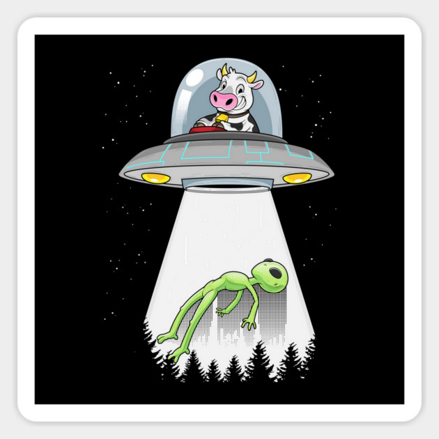 Cow Alien Abduction Magnet by GoshWow®