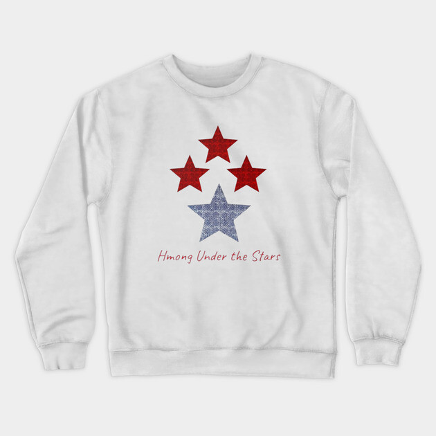 Hmong Under the Stars – Traditional Tribal Pattern Star Art Crewneck Sweatshirt by Pimcolle