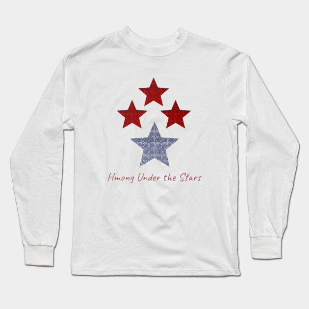 Hmong Under the Stars – Traditional Tribal Pattern Star Art Long Sleeve T-Shirt by Pimcolle