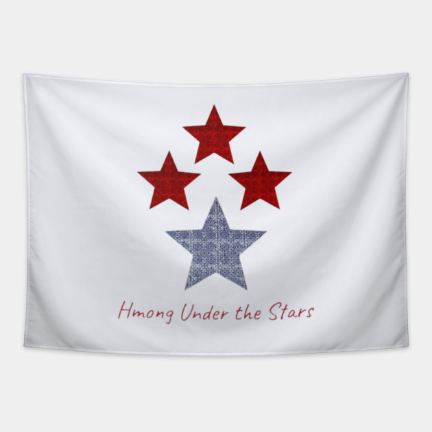 Hmong Under the Stars – Traditional Tribal Pattern Star Art Tapestry by Pimcolle