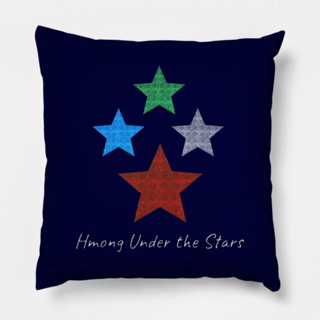 Hmong Under the Stars – Traditional Tribal Pattern Star Art Pillow by Pimcolle