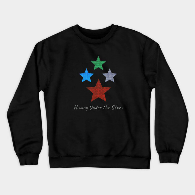 Hmong Under the Stars – Traditional Tribal Pattern Star Art Crewneck Sweatshirt by Pimcolle