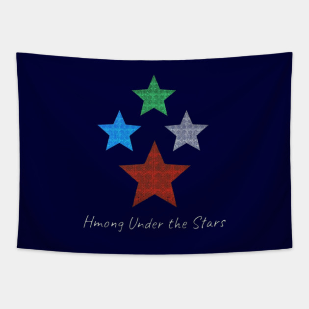 Hmong Under the Stars – Traditional Tribal Pattern Star Art Tapestry by Pimcolle