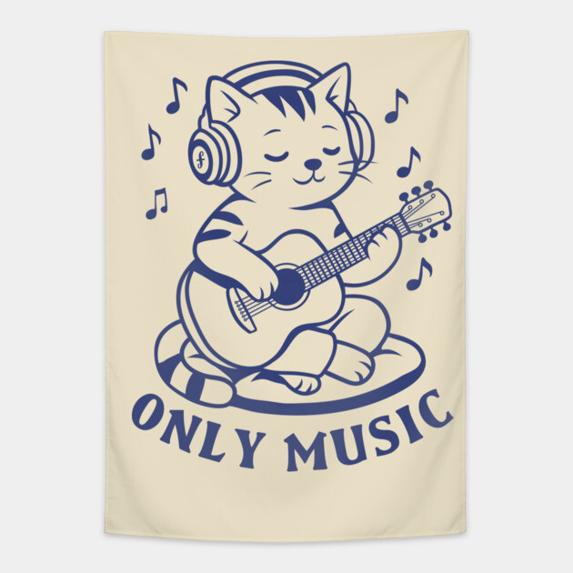 Chill Cat Riffs Tapestry by filiposwear