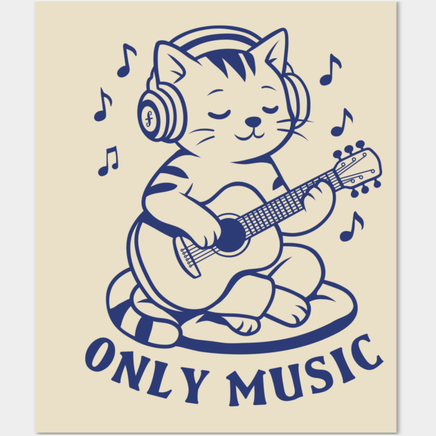 Chill Cat Riffs Wall Art by filiposwear