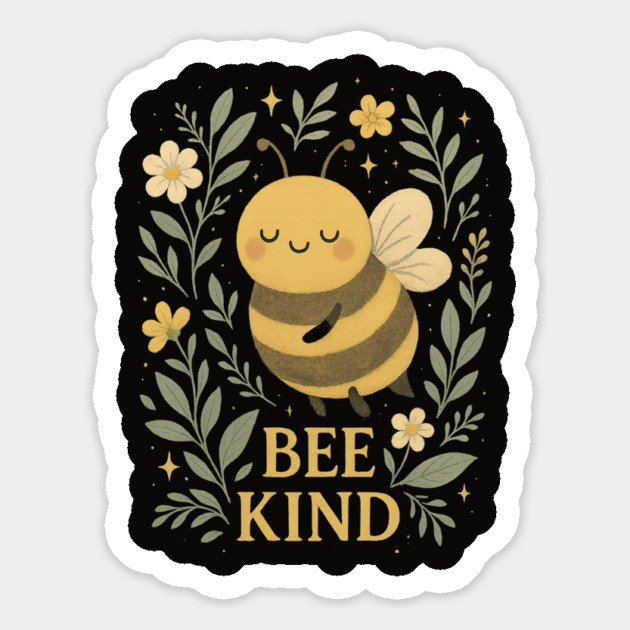 Bee Kind – Whimsical Bumblebee Illustration with Gentle Floral Design Magnet by Anne Lee