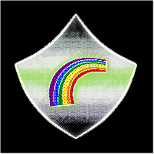 Agender Pixel Shield Posters and Art