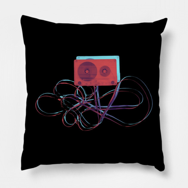 Unspooled Cassette Pillow by casualteesinc