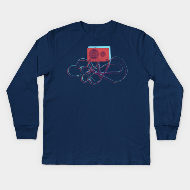 Unspooled Cassette Kids Long Sleeve T-Shirt by casualteesinc