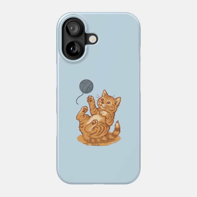 Playful Ginger Kitten with Yarn – Vintage-Style Illustration Phone Case by DonWillisJrArt