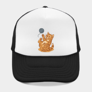 Playful Ginger Kitten with Yarn – Vintage-Style Illustration Hat