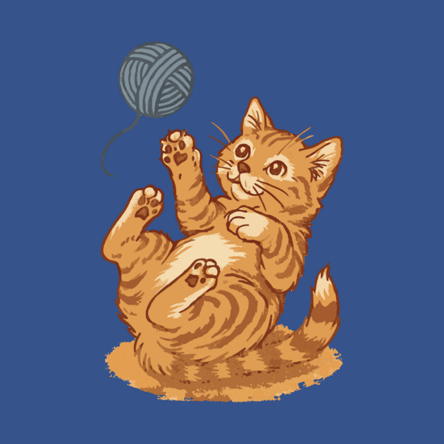 Playful Ginger Kitten with Yarn – Vintage-Style Illustration by DonWillisJrArt