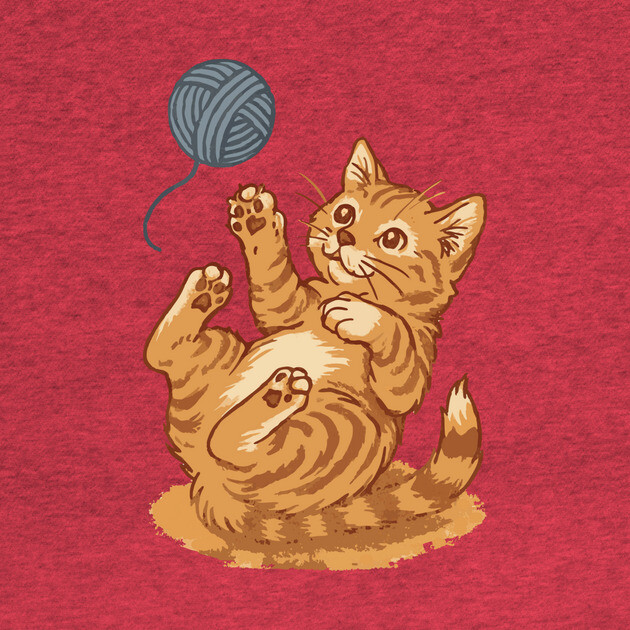 Playful Ginger Kitten with Yarn – Vintage-Style Illustration by DonWillisJrArt