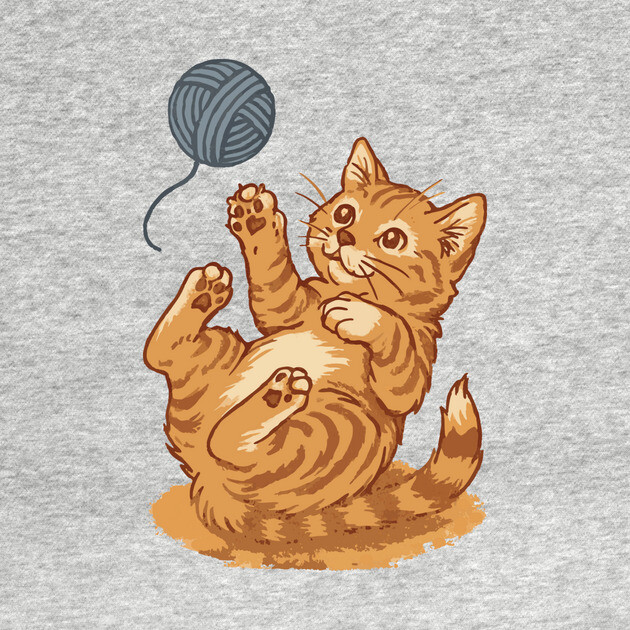 Playful Ginger Kitten with Yarn – Vintage-Style Illustration by DonWillisJrArt