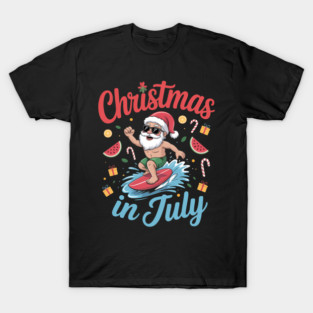 Christmas In July Hawaiian Surfing T-Shirt