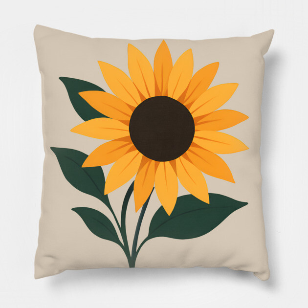 Modern Minimalist Sunflower Art Pillow by Sharafeldin  's Store