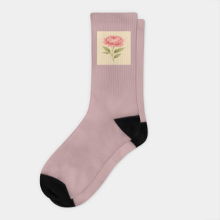 Pink Peony Watercolor Bloom Socks