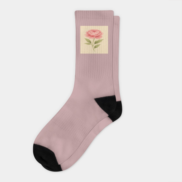 Pink Peony Watercolor Bloom Socks by Sharafeldin  's Store